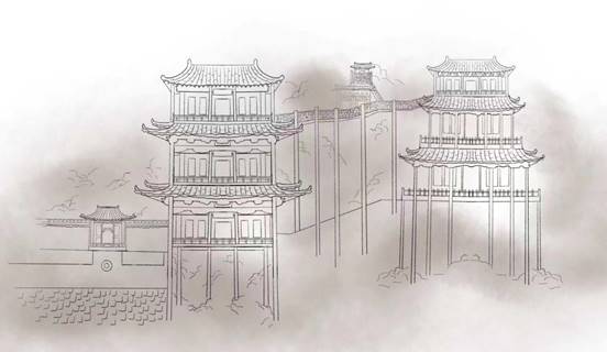 图四：团队成员绘画的悬空寺